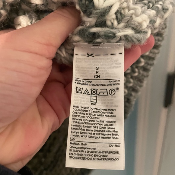 GAP Chunky Neutral Grey Mark Wool Blend Sweater - Picture 3 of 3